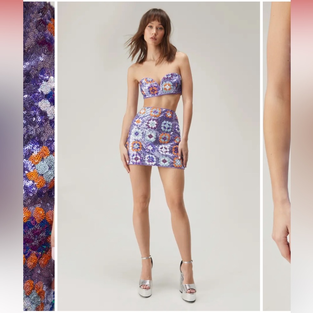 Nastygal x Nordstrom Premium 70s Floral Sequin Set
